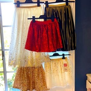 5 Sequined Girls skirts - 1 NWT - Size Medium 8-10 - Target